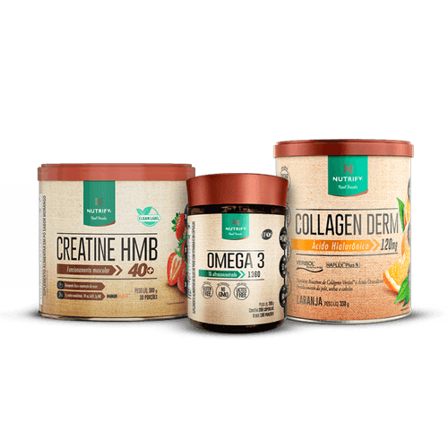 Promopack Creatine HMB + Collagen Derm laranja + Ômega 3 200 Promopack Creatine HMB + Collagen Derm laranja + Ômega 3 200